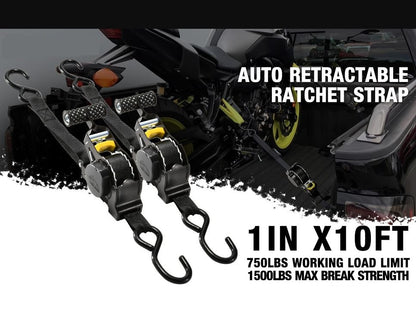 Eslingas Retráctiles Correas Ratchet Amarre 2,5cmx3,3m