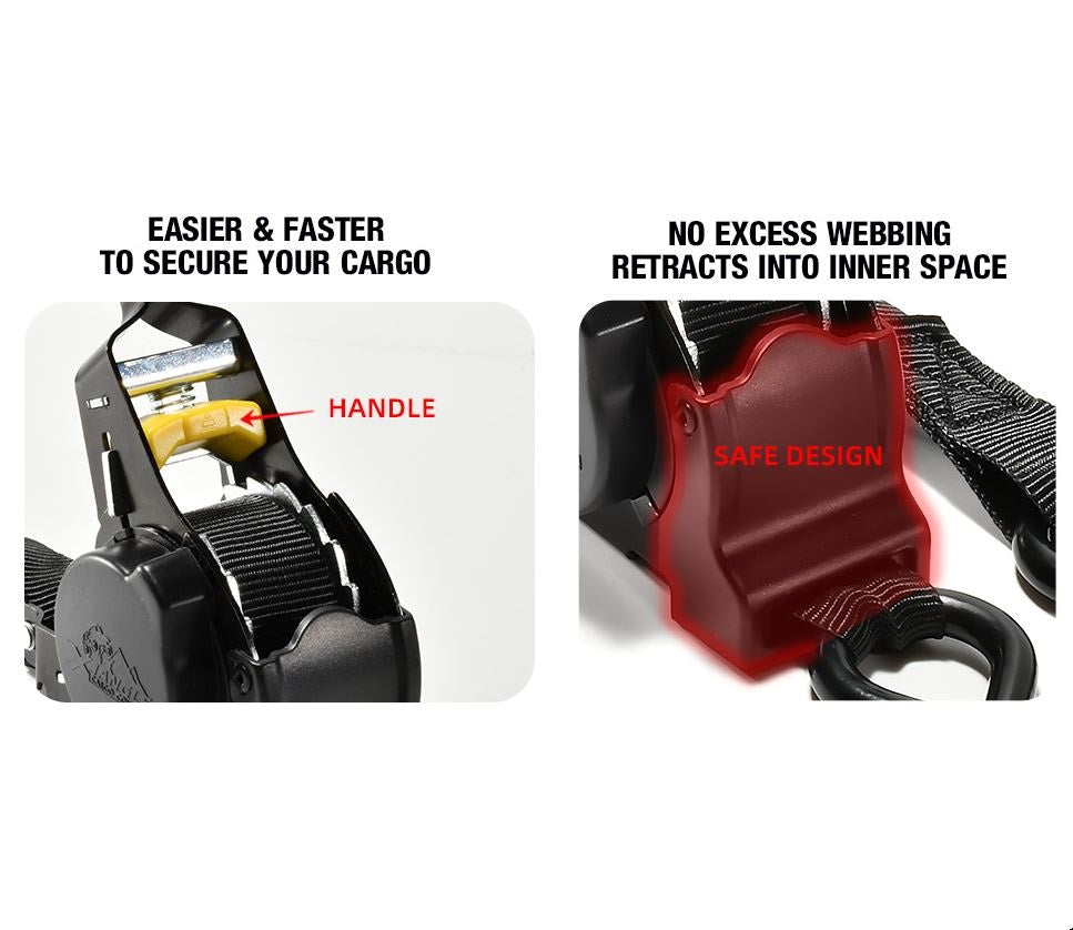Eslingas Retráctiles Correas Ratchet Amarre 2,5cmx3,3m
